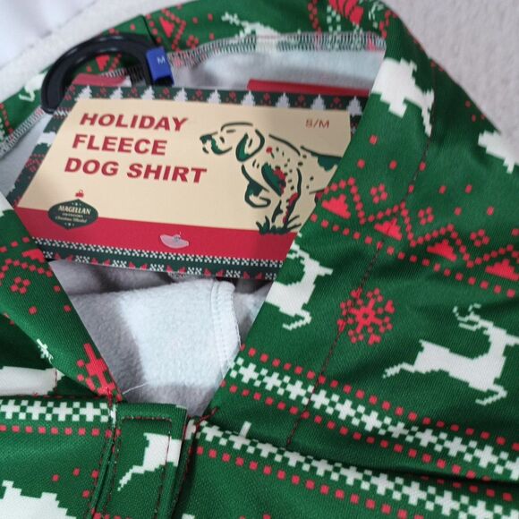 Magellan Outdoors Dog Shirt S/M Fleece Red Green Christmas Market NWT Pet Outfit - Picture 3 of 14